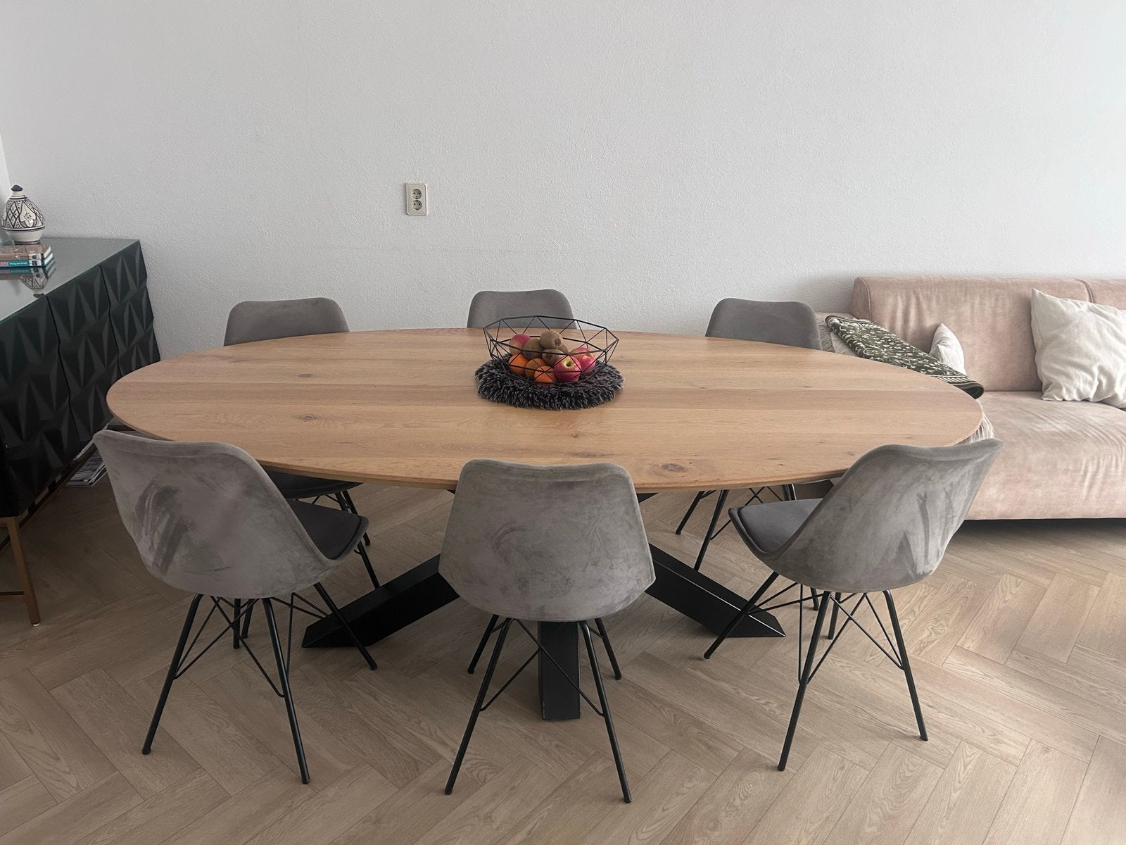 5 Kick kuipstoelen Velvet - Grijs, Ophalen, Gebruikt, Vijf, Zes of meer stoelen, Stof