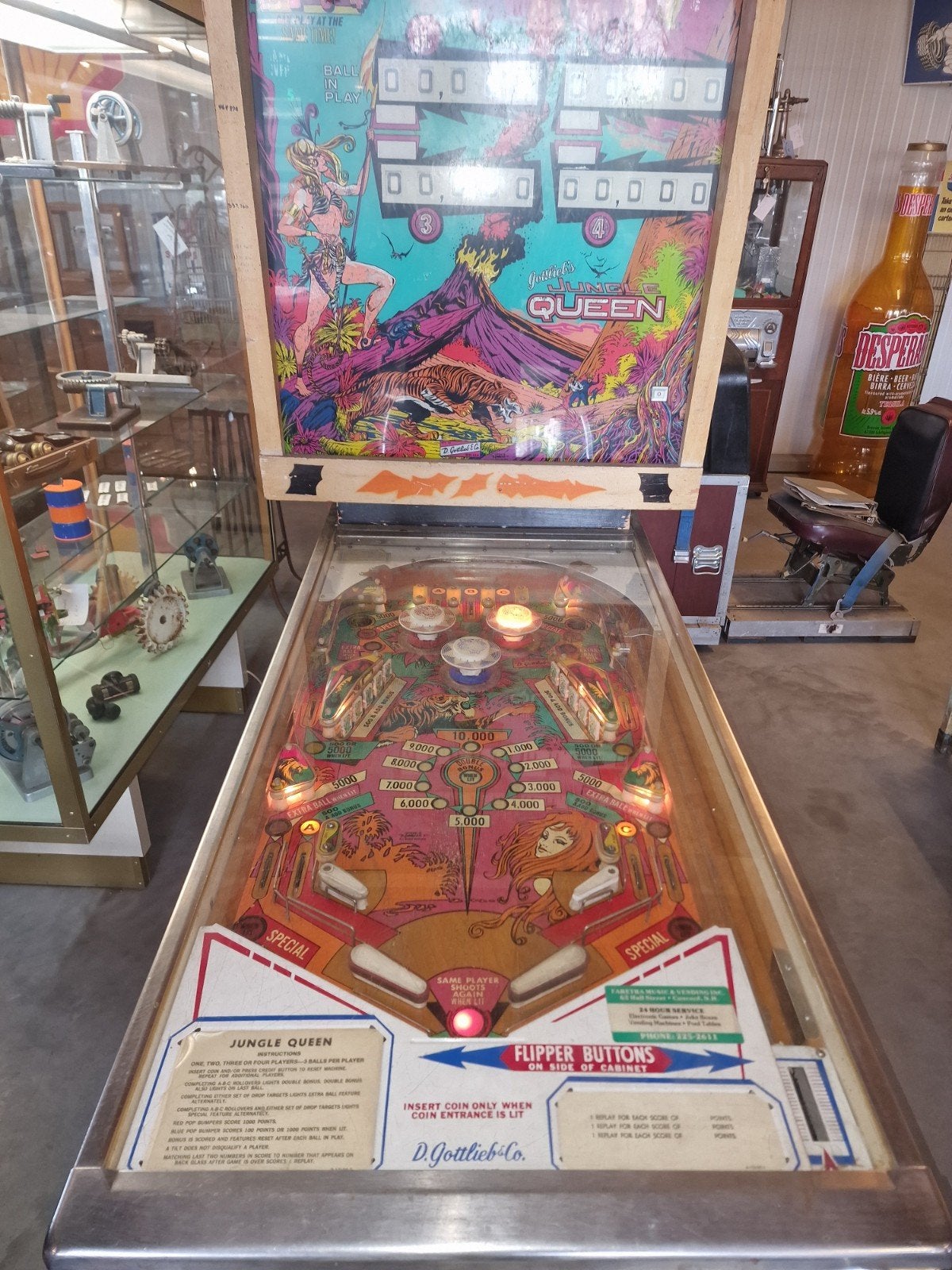 Flipperkast jungle Queen  gottlieb 1977 usa, Verzamelen, Ophalen, Gebruikt, Mechanisch, Gottlieb