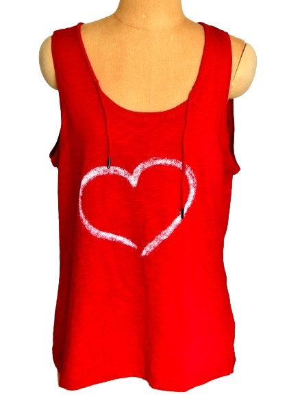 Sandwich top, hemd, Hartje, topje, rood, Mt. XL, Verzenden, Maat 46/48 (XL) of groter, Zo goed als nieuw, Zonder mouw