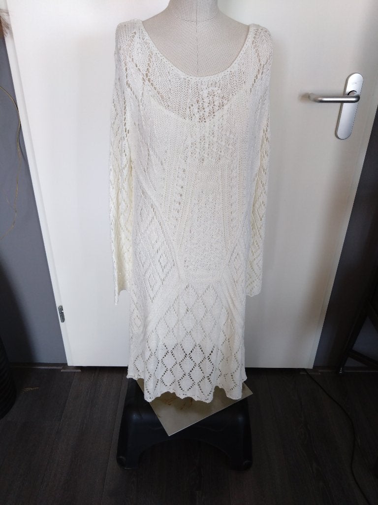 Gebreide jurk H&M maat L, Wit, Maat 42/44 (L), Ophalen of Verzenden, Zo goed als nieuw
