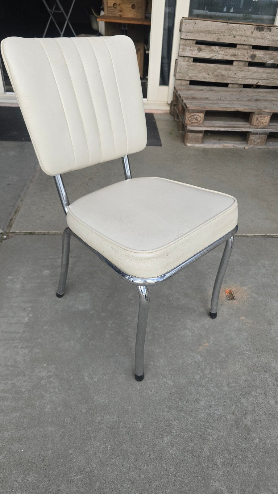Vintage eetkamerstoel - Jaren '50 stijl, Huis en Inrichting, Ophalen, Vintage, Jaren '50, Gebruikt, Wit