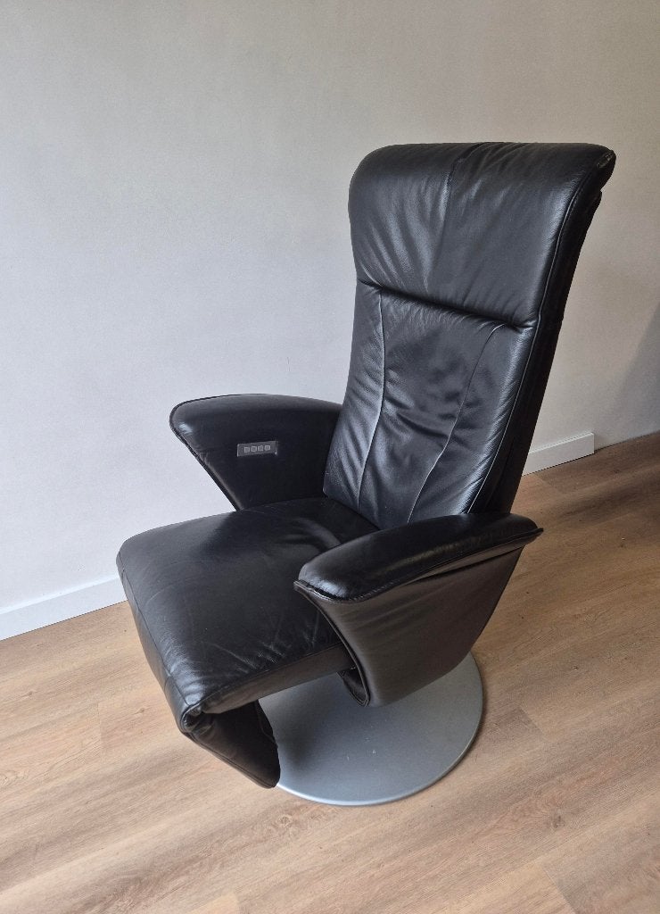 Relax Fauteuil - Leer - Draaibaar -Zwart - Accu, Ophalen, Gebruikt, 50 tot 75 cm, Leer