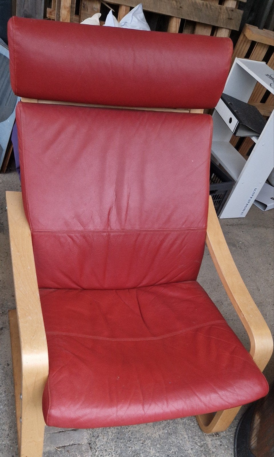 stoel poang ikea met leren bekleding, Huis en Inrichting, Ophalen, 75 tot 100 cm, 50 tot 75 cm