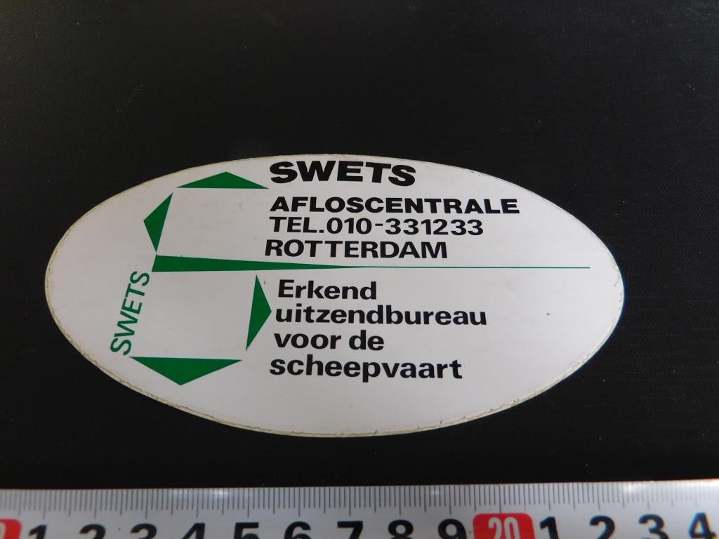 sticker rotterdam SWETS afloscentrale uitzendbureau scheepv*, Verzamelen, Stickers, Zo goed als nieuw, Ophalen