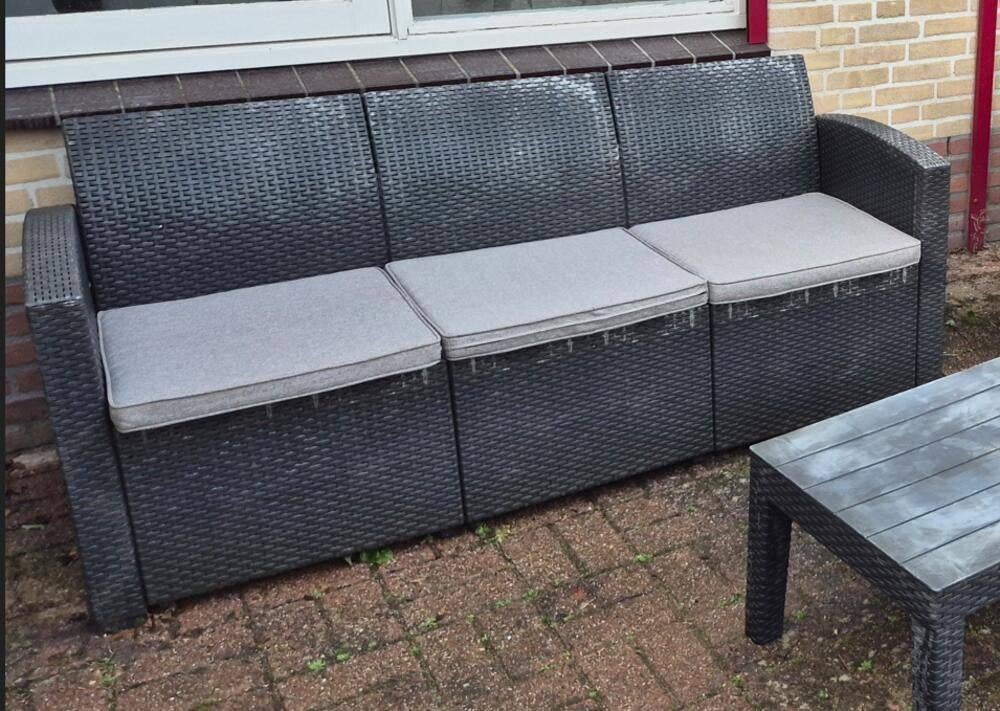 MaxxGarden driezits tuinbank inclusief kussens., Ophalen, Gebruikt, Rotan