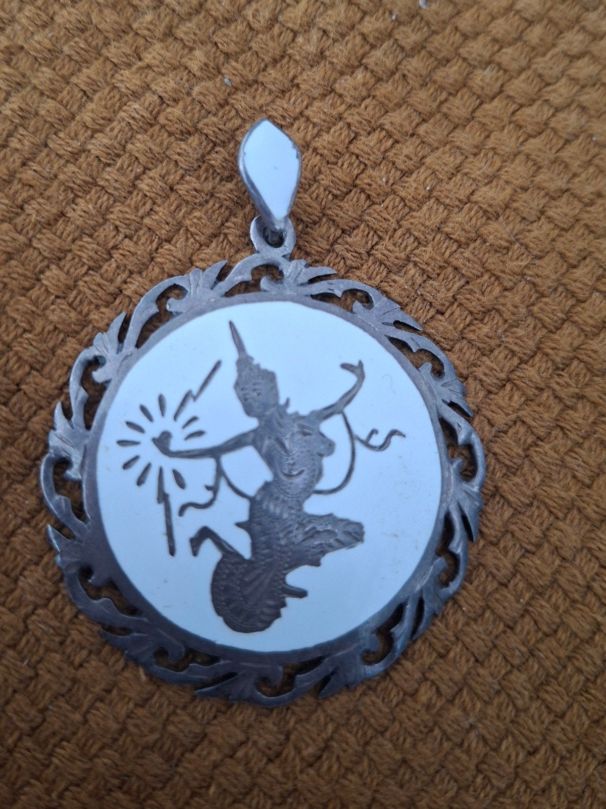 Jaren 40 50 Siam sterling zilver Thaise godin Mekkhala, Ophalen of Verzenden, Zilver, Zilver