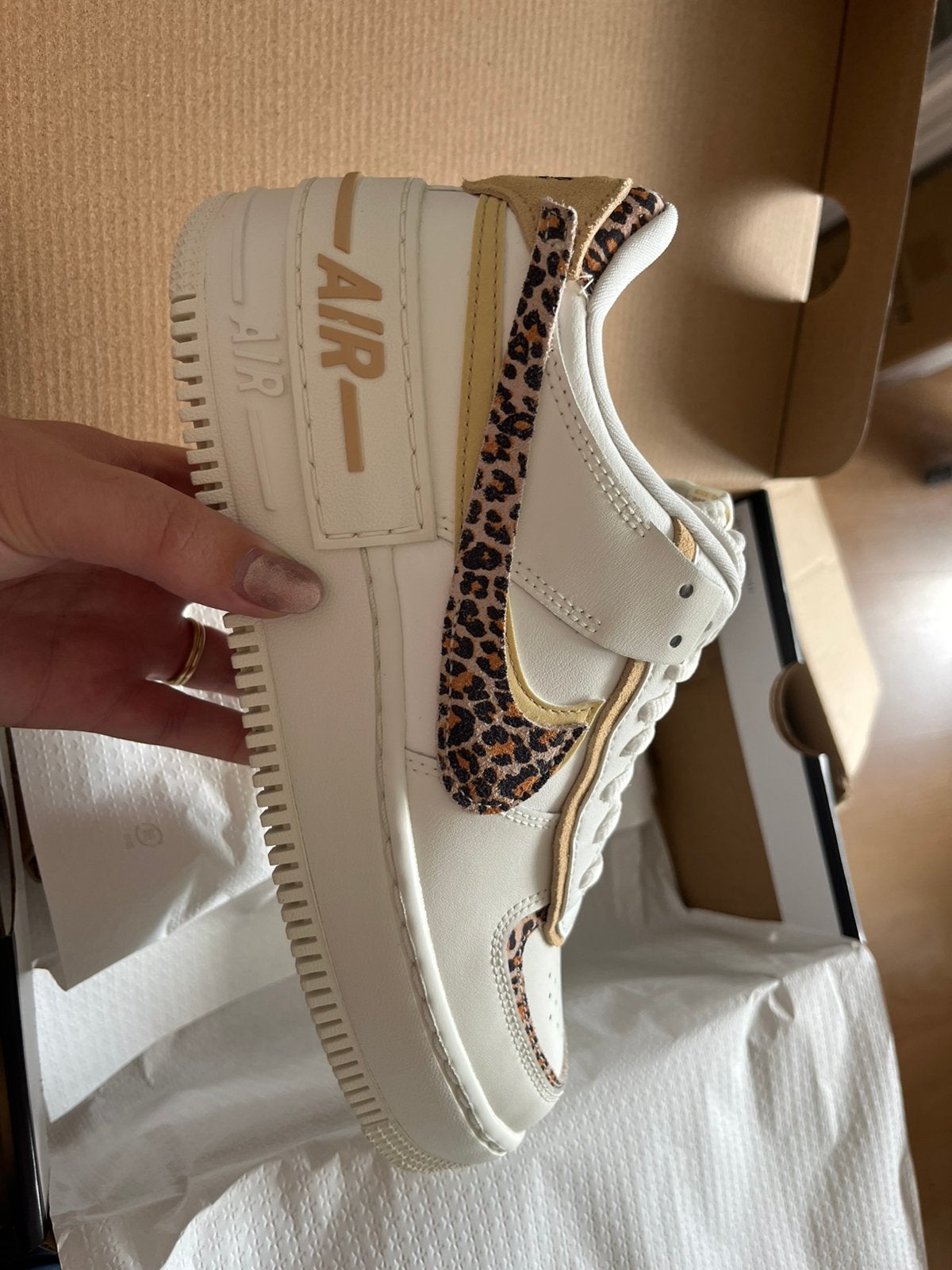 Nike Air Force 1 Low Shadow Luipaard, Ophalen, Wit, Nieuw, Sneakers of Gympen