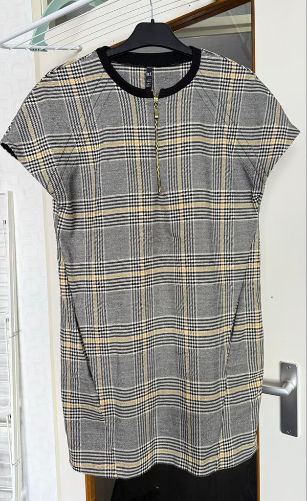 Zara geruite jurk met rits, maat S, Ophalen of Verzenden, Maat 36 (S), Grijs, Gedragen