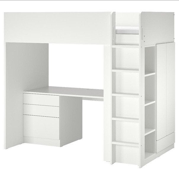 IKEA SMÅSTAD Hoogslaper met lades en bureau, Ophalen, Zo goed als nieuw, Hoogslaper