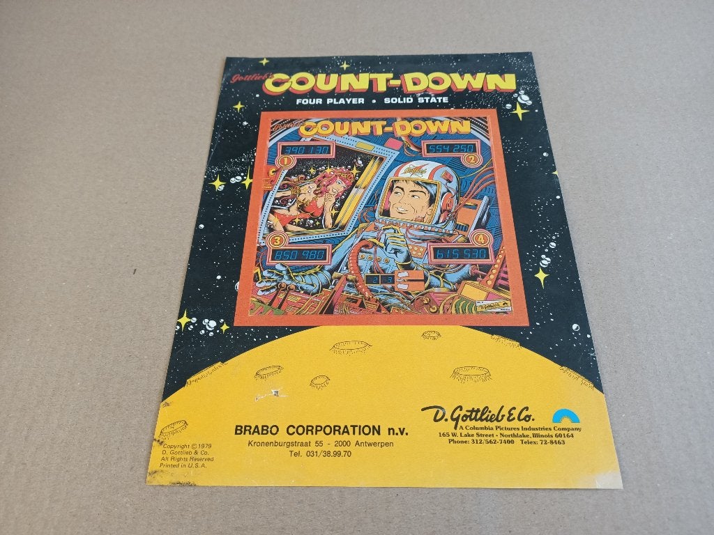 Flyer: Gottlieb Count-Down (1979) Flipperkast, Verzenden, Gebruikt, Elektronisch, Flipperkast