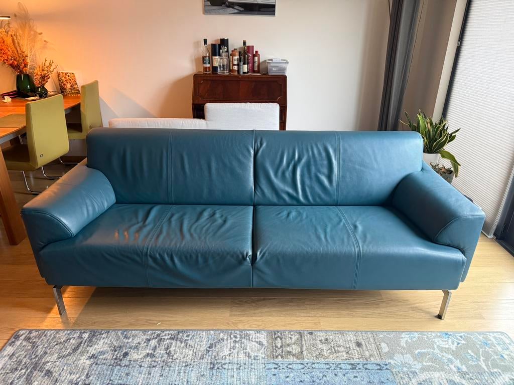 Rolf Benz 310 petrol leer 2,5 zits nette design bank, Huis en Inrichting, Banken | Bankstellen, Ophalen, Tweepersoons, Zo goed als nieuw