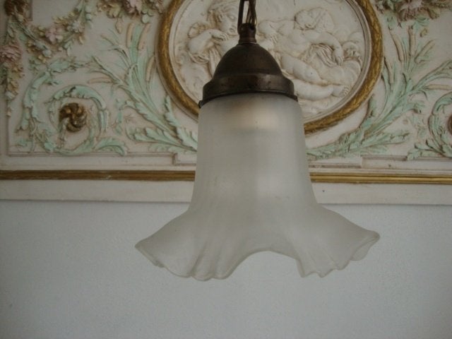 Oud glazen hanglampje (rokje) nr. 30, Ophalen of Verzenden