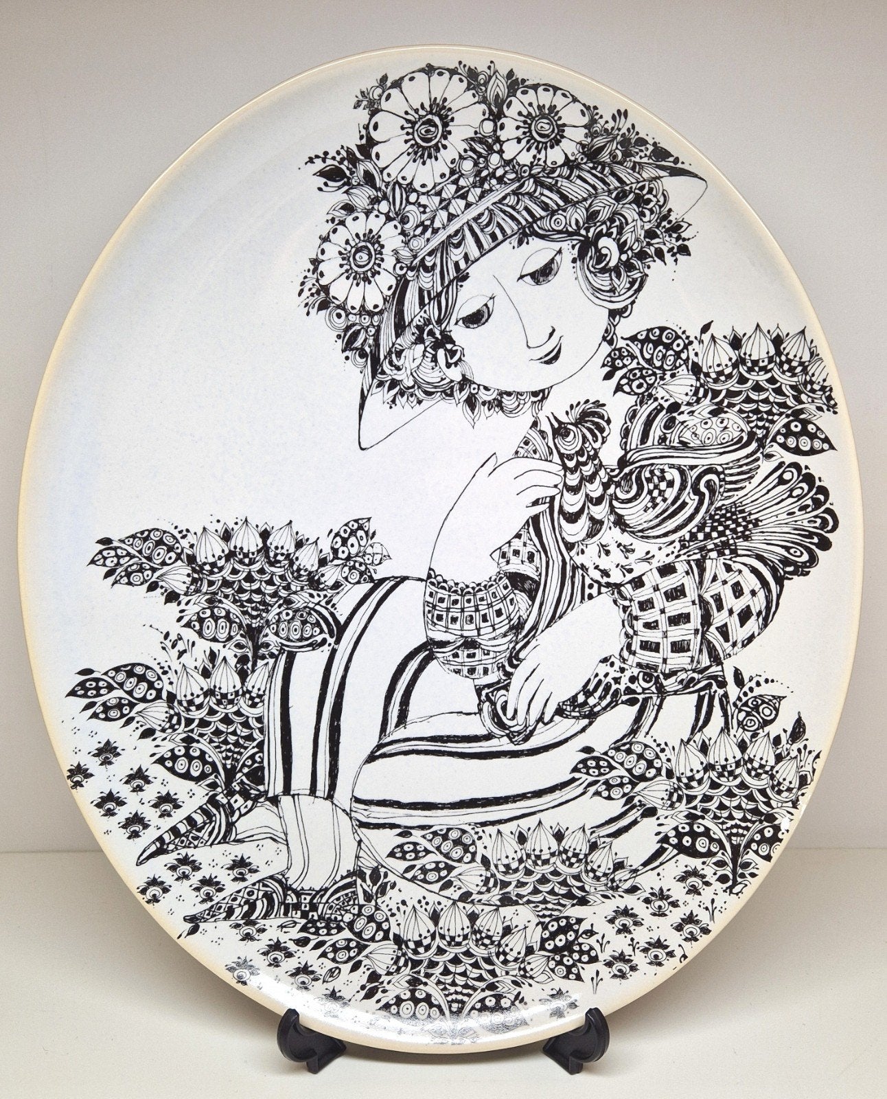Rosenthal Studio-Linie Bjorn Wiinblad La Paloma sierschaal, Ophalen, Bord, Steen/keramiek, Gemerkt