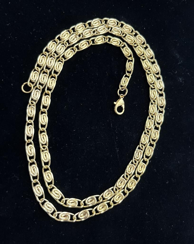 Ketting Goud Verguld platte schakel 60 CM -NIEUW-, Sieraden, Tassen en Uiterlijk, Kettingen, Ophalen of Verzenden, Nieuw, Goud