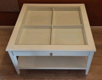 IKEA LIATORP salontafel met glazen blad en lade - display, Ophalen, 50 – 75, Gebruikt, 50 tot 100 cm