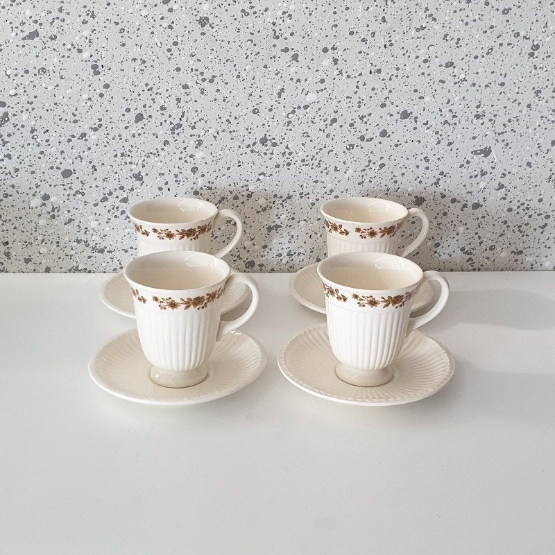 4 Wedgwood Radcliffe koffiekop en schotels, Ophalen of Verzenden