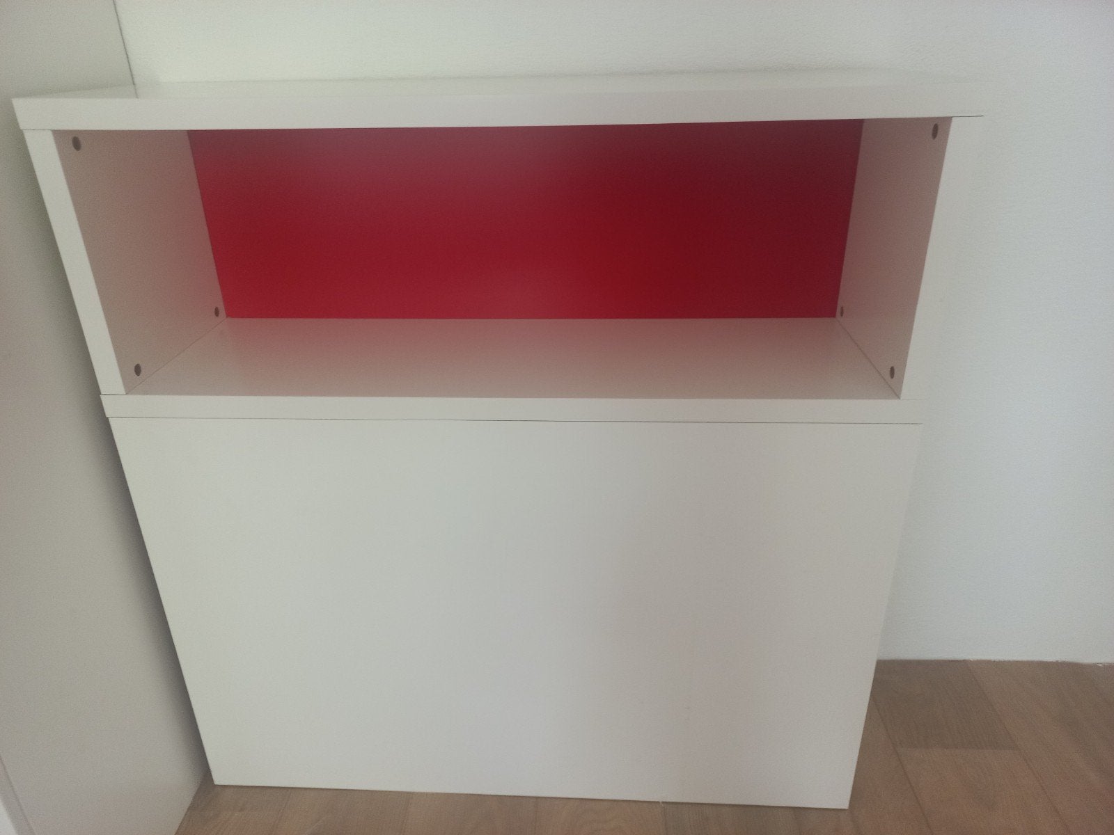 IKEA FLAXA Hoofdeinde met Uitschuifbare Kast Wit/Rood, Ophalen, Gebruikt, Kast