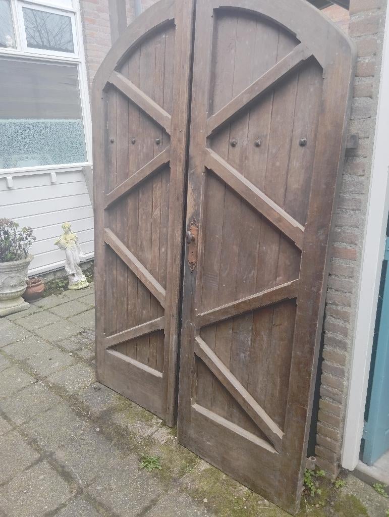 Eikenhout Dubbel getoogde deur, Doe-het-zelf en Verbouw, Ophalen, Gebruikt, 120 cm of meer, Binnendeur