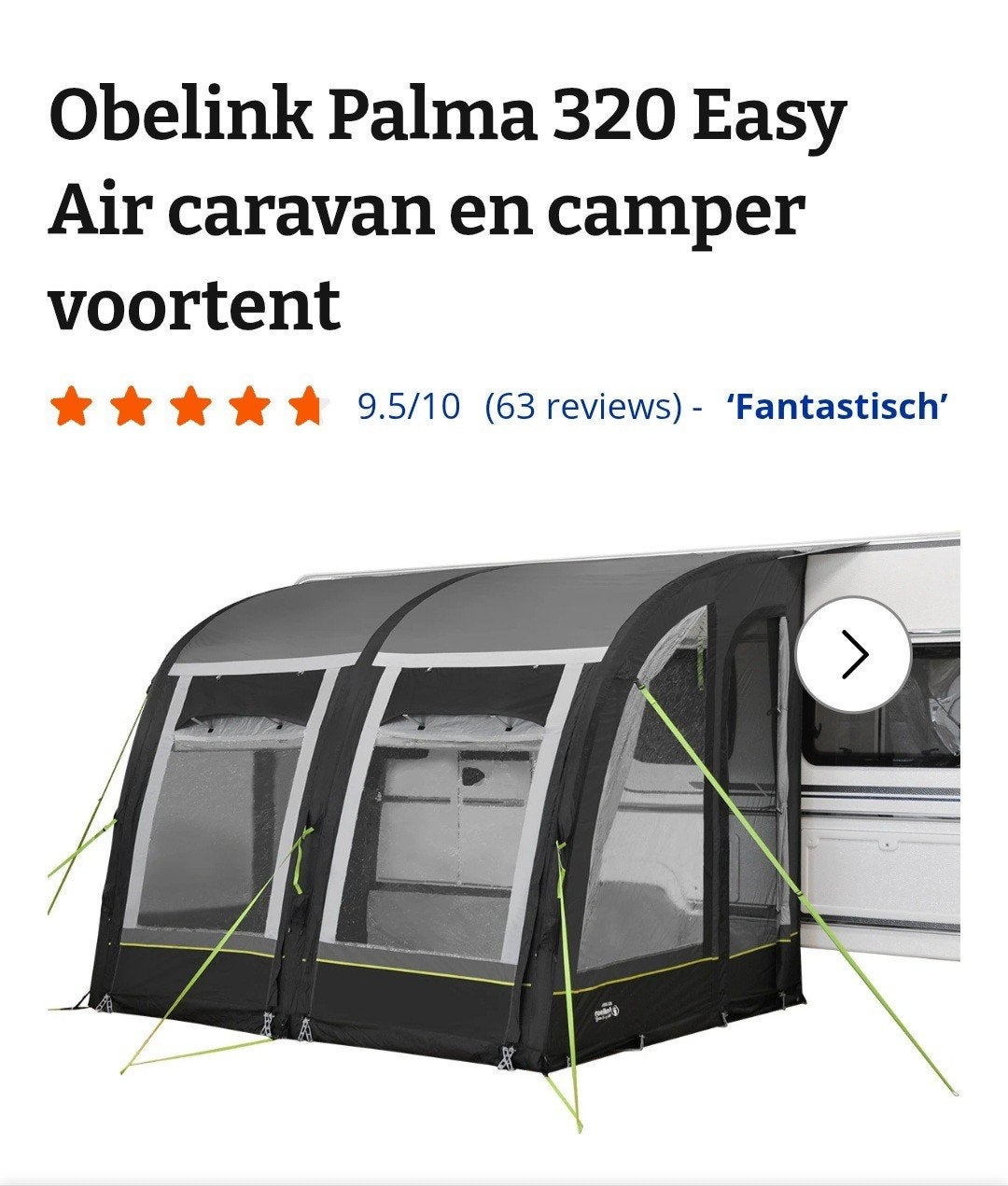Obelink Palma 320 easy air cravan en camper voortent, Caravans en Kamperen, Ophalen, Zo goed als nieuw