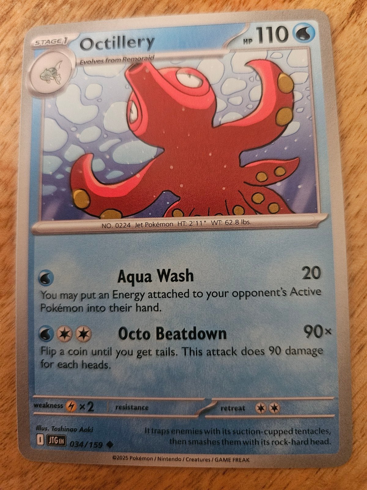 Octillery Pokémon Kaart - Jet Pokémon 034/159, Ophalen of Verzenden, Gebruikt, Losse kaart