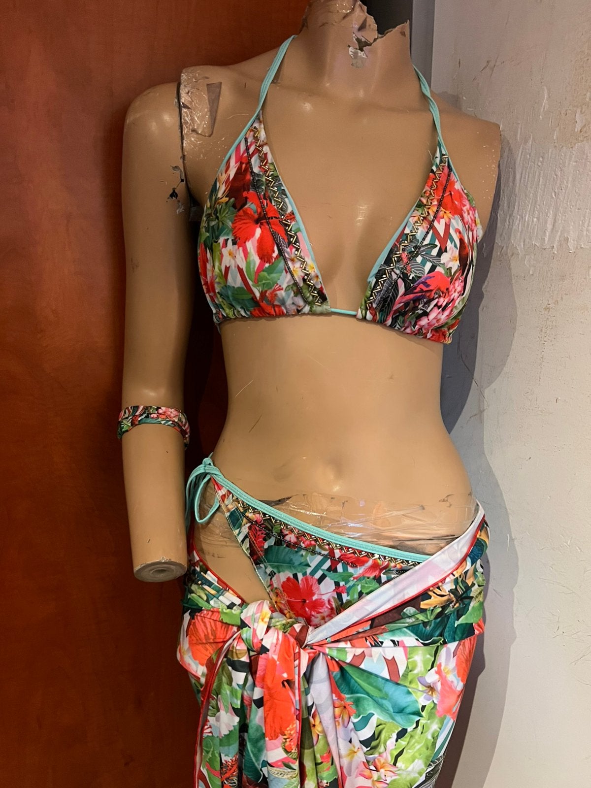ANTICA SARTORIA bikini L met pareo & scrunchie 2 stuk zgan x, F, Meerkleurig, R, Ophalen of Verzenden