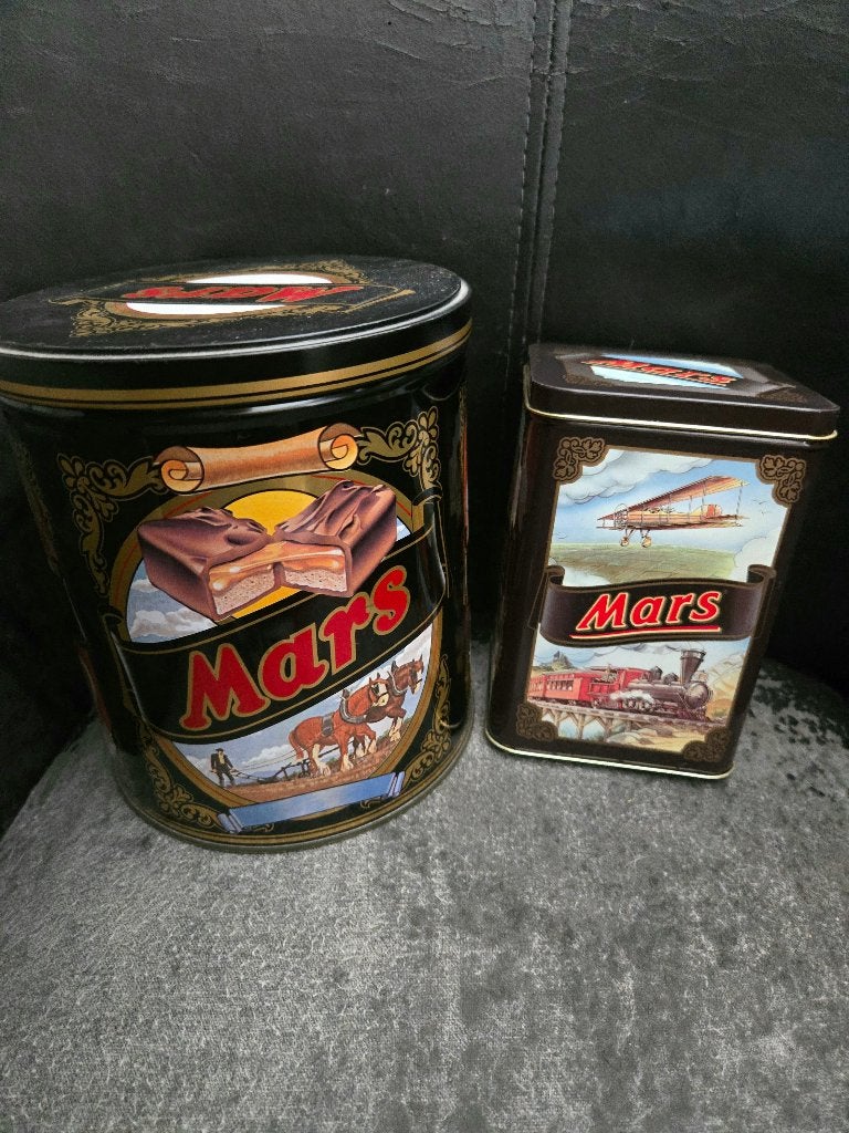 2 vintage blikken Mars jaren 80, Verzamelen, Blikken, Ophalen, Gebruikt, Overige, Overige merken