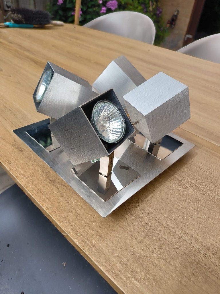 2x Jan des Bouvrie plafondlamp 4 spots chroom GU10, Huis en Inrichting, Modern, GU10, Verstelbaar, Ophalen of Verzenden