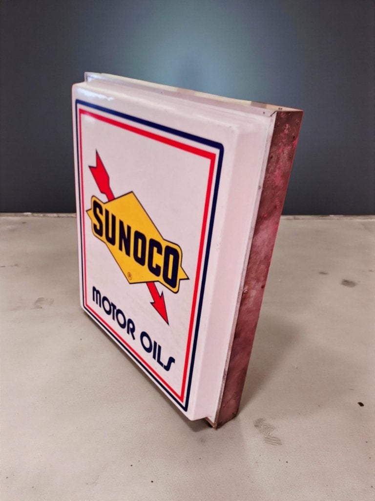 Hele grote lichtreclame, lichtbak van Sunoco Motor Oils️️⛽️, Verzamelen, Merken en Reclamevoorwerpen, Ophalen, Gebruikt, ., Lichtbak of (neon) lamp