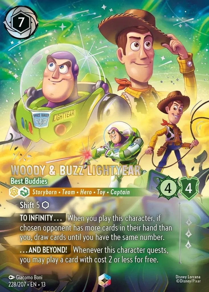 Disney Lorcana - Attack of The Vine - 013-228 - Woody & Buzz, Ophalen of Verzenden, Nieuw, Losse kaart, Foil