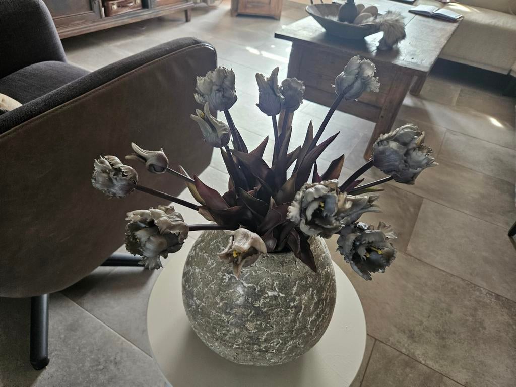 Kunst tulpen in vaas - Unieke decoratie, Overige materialen, Overige kleuren, 50 tot 75 cm, Ophalen of Verzenden