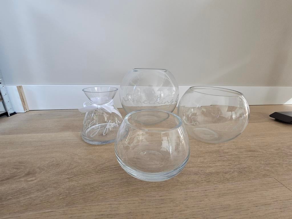 Riviera Maison vazen set, Huis en Inrichting, Woonaccessoires | Vazen, Zo goed als nieuw, Overige kleuren, Minder dan 50 cm, Glas