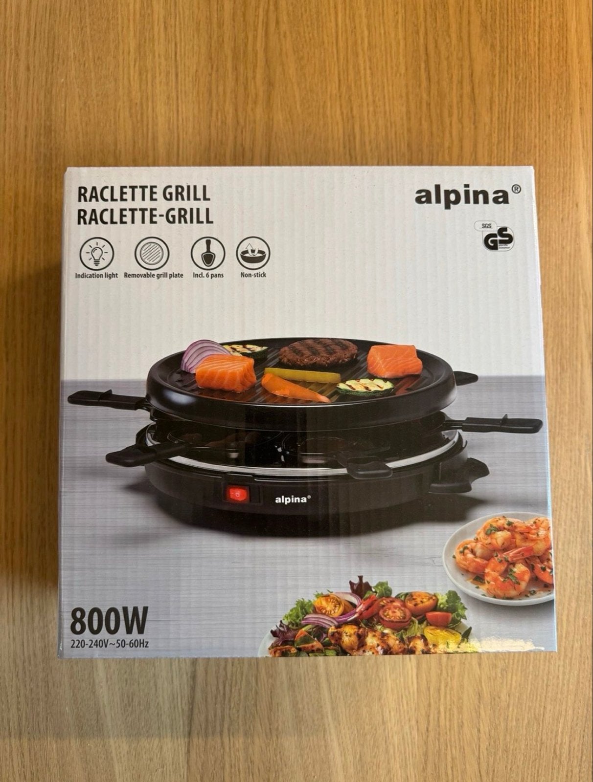 Nieuwe Alpina Raclette-grill 800W met 6 pannen, Overige typen, Ophalen, Nieuw, Overige merken