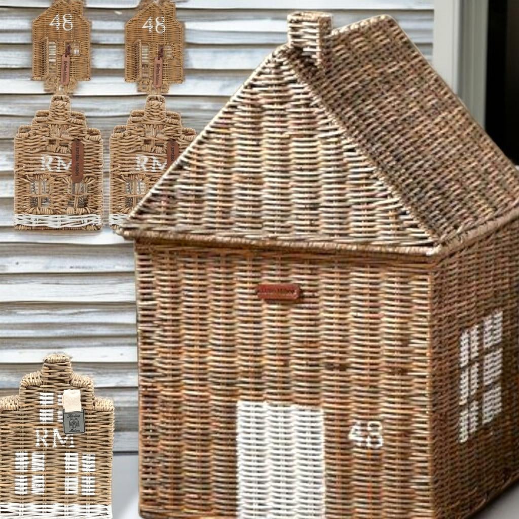 6 delig RIVIÈRA MAISON RUSTIC RATTAN HOUSE SET 55x38x38cm, Huis en Inrichting, Ophalen of Verzenden