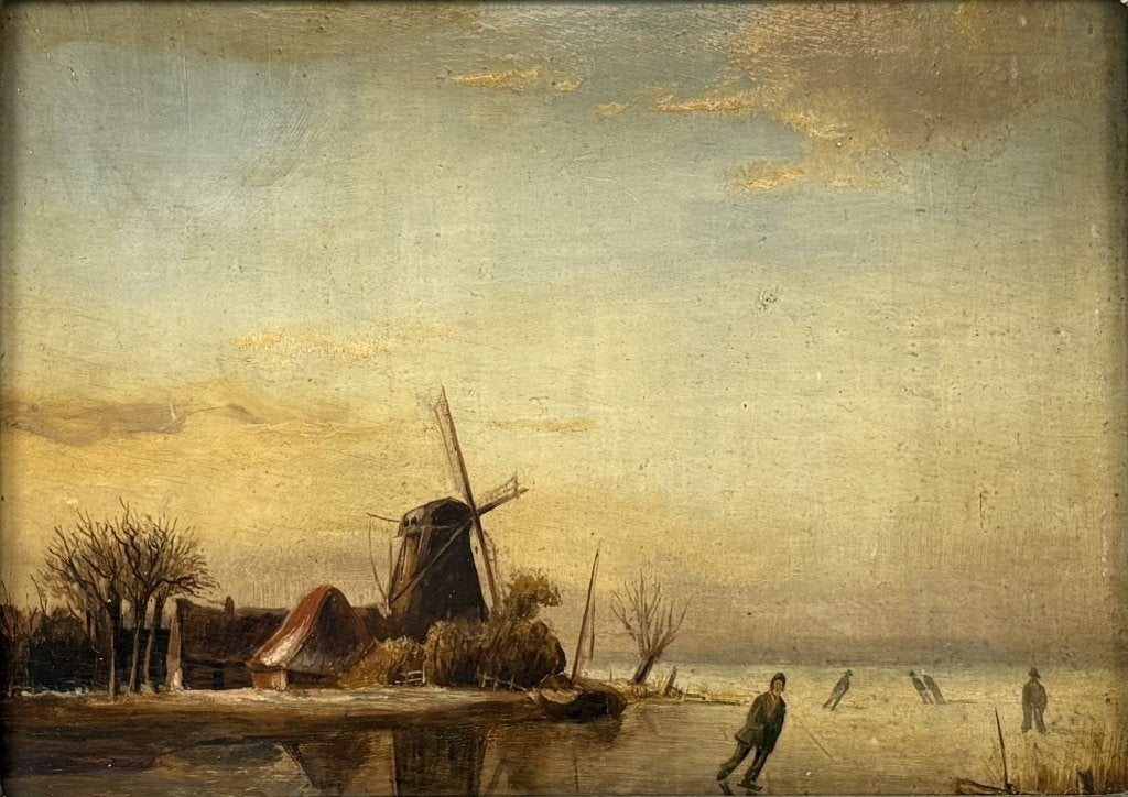 631. Olieverfschilderij – winterlandschap, 19e eeuw, Ophalen of Verzenden