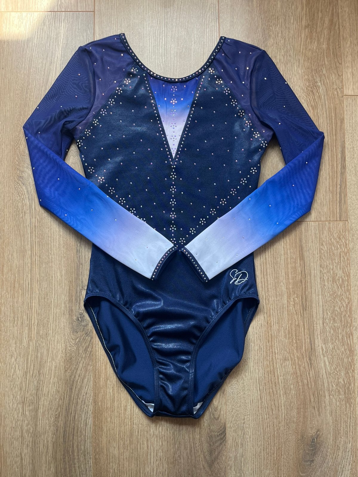 Turnpakje lange mouwen., Sport en Fitness, Turnen, Blauw, Maat 36 t/m 42, Ophalen of Verzenden, Zo goed als nieuw