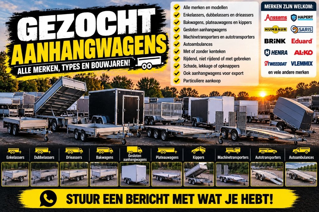 GEZOCHT AANHANGWAGENS – Alle soorten, schade & defect, Ophalen