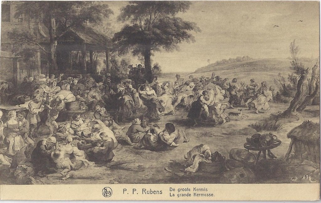 ongelopen ansichtkaart schilderij rubens la kermesse, Ophalen of Verzenden, 1940 tot 1960, Ongelopen, Overige thema's