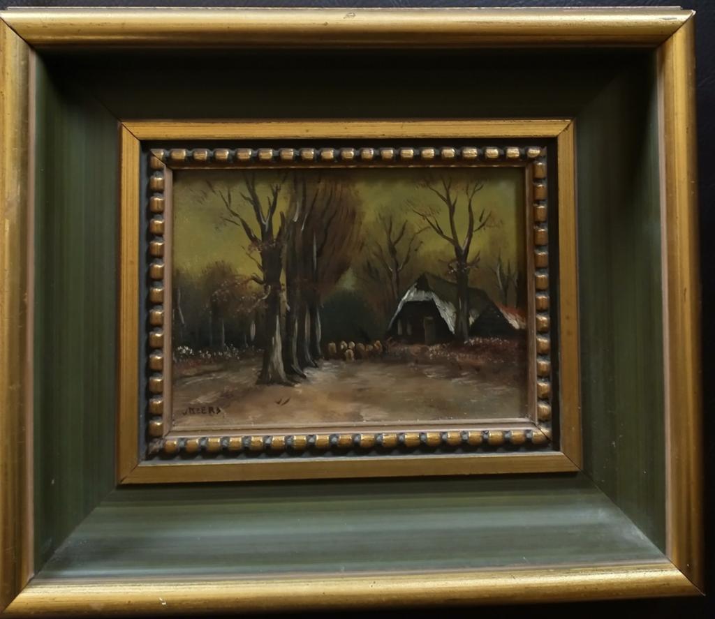 Antiek Winterlandschapje Jan van Beers (1852-1927), Ophalen of Verzenden