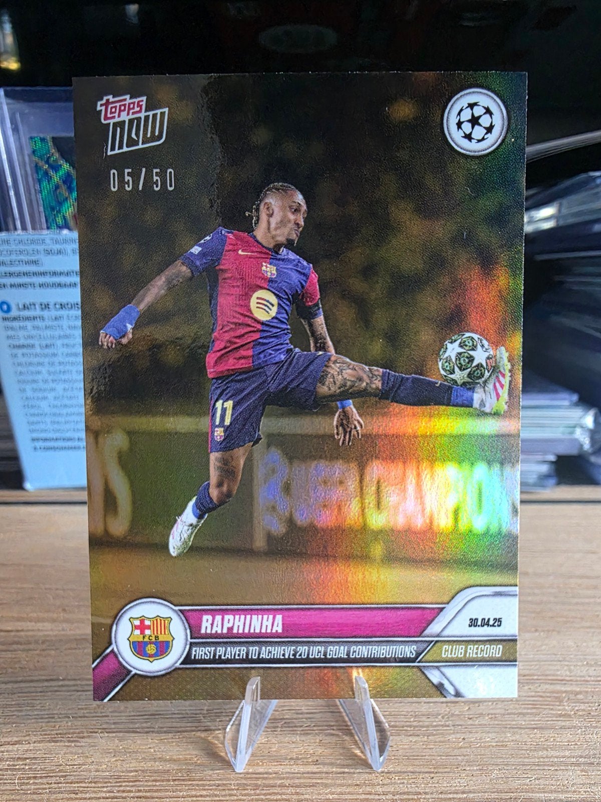 Topps Now Raphinha 05/50 FC Barcelona Champions League, Ophalen of Verzenden, Zo goed als nieuw, Buitenlandse clubs, Spelerskaart
