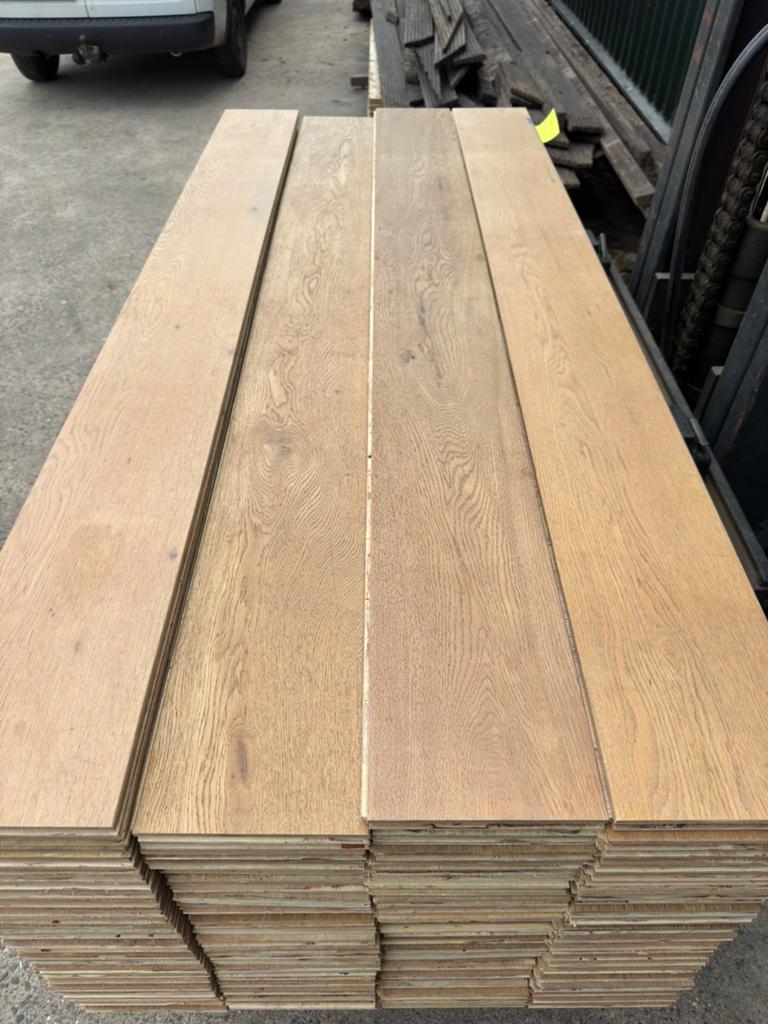 Eiken vloer 36 m2 multivloer 19 cm breed 2,1 cm dik top 7 mm, Doe-het-zelf en Verbouw, Vloerdelen en Plavuizen, Ophalen, Gebruikt