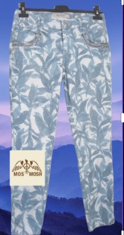 MOS MOSH 🤩 7/8 broek zachtblauw versierde zakken mt S, MOS MOSH, Zo goed als nieuw, Driekwart, Maat 34 (XS) of kleiner