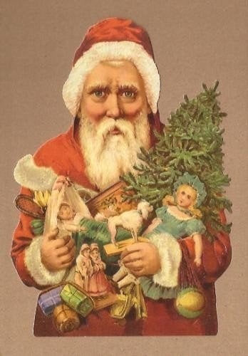 Kerstman met armen vol cadeautjes poezieplaatjes 5150, Verzamelen, Ophalen of Verzenden