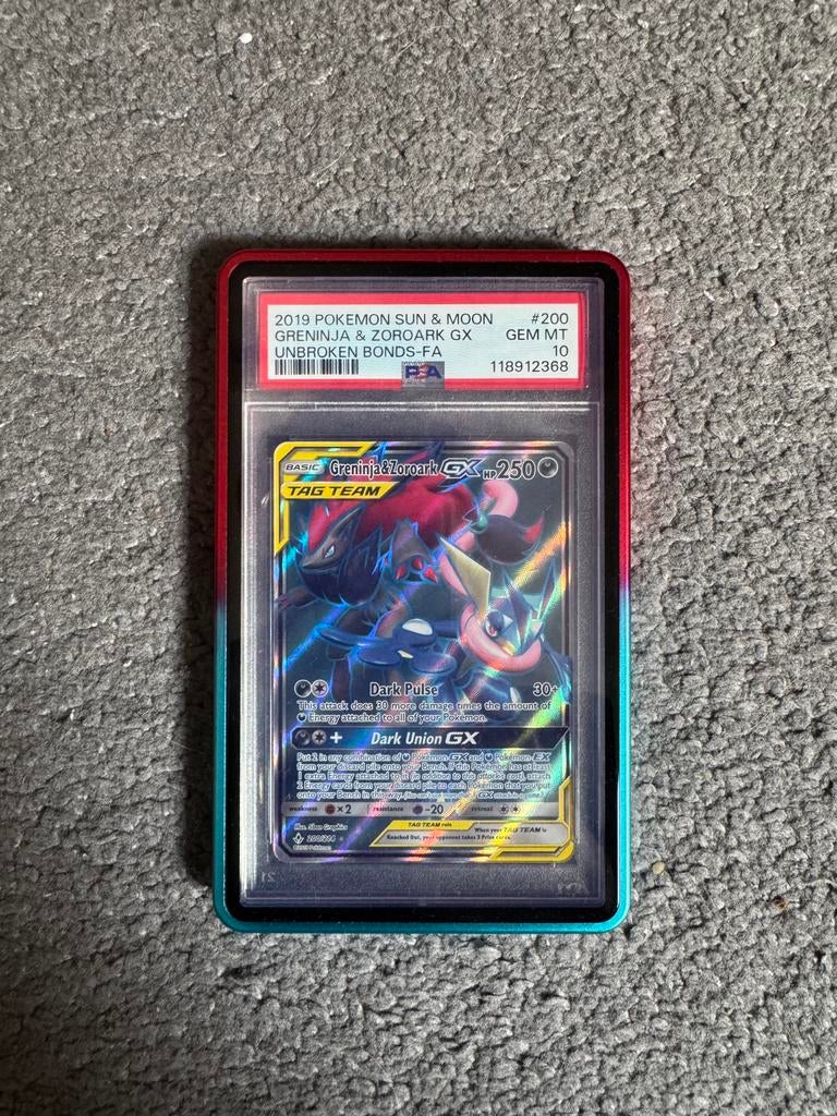 PSA 10 Greninja & Zoroark, Ophalen of Verzenden, Nieuw, Losse kaart, Foil