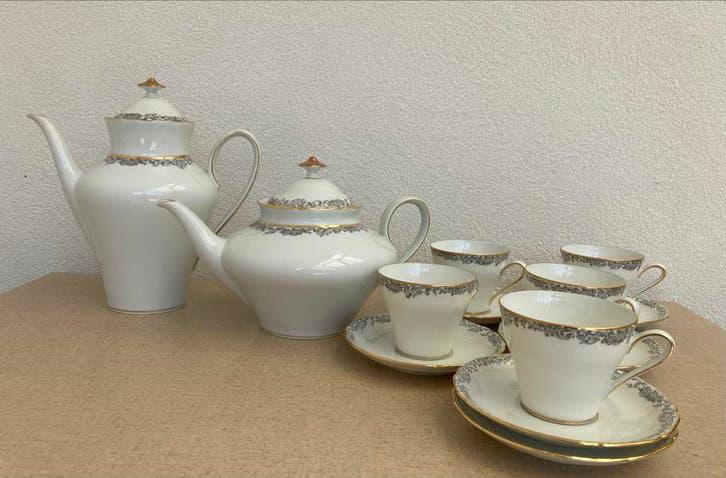 Hutschenreuther Hohenberg Koffie/Theepot met 5 kopjes en 6 s, Ophalen of Verzenden