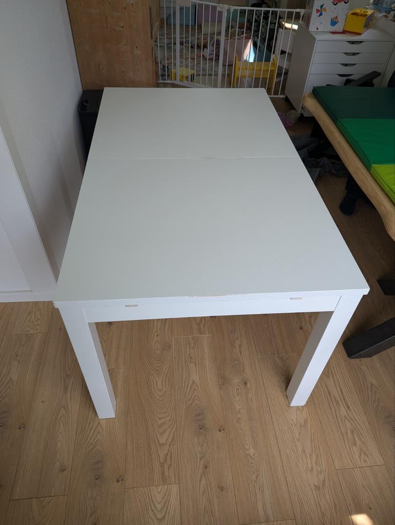 Uitschuifbare eettafel wit - IKEA Bjursta, Ophalen, Gebruikt, Modern, Scandinavisch, 200 cm of meer