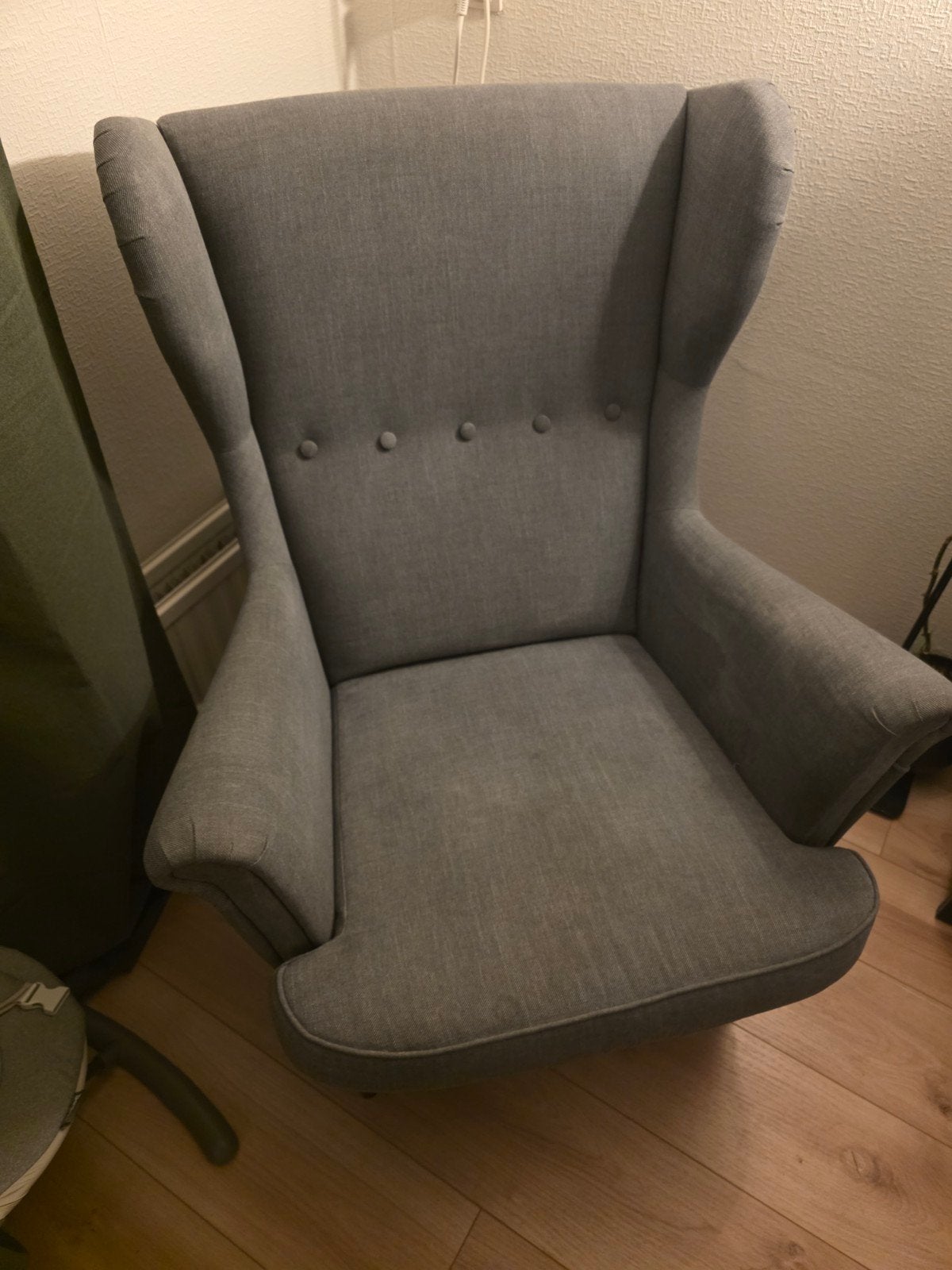 IKEA STRANDMON fauteuil - donkergrijs - goede staat, Gebruikt, Modern, Comfortabel, Met optionele bohemian hoes, Ophalen of Verzenden