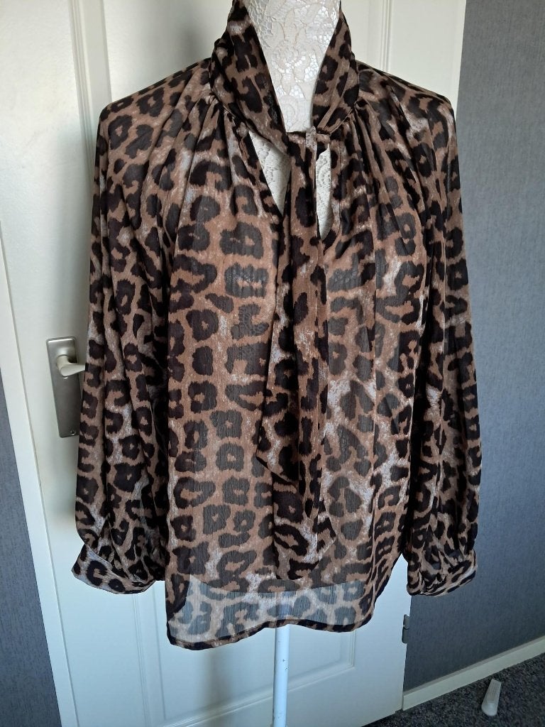 Blouse Label Dot  Maat : 40 Kleur : Bruin NIEUW, Kleding | Dames, Maat 38/40 (M), Bruin, Nieuw, Ophalen of Verzenden