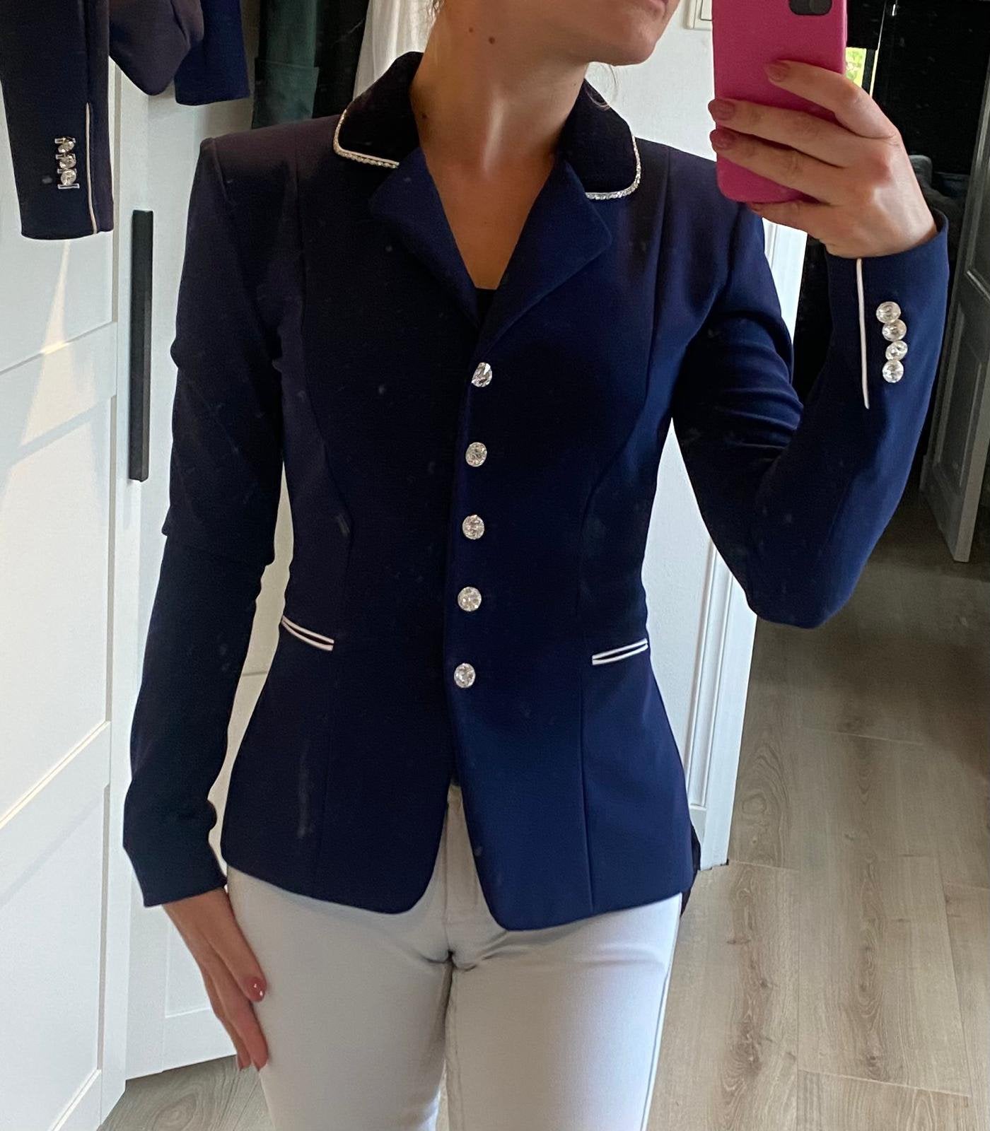 Lamantia wedstrijdjasje blauw maat 34 als nieuw, Blauw, Dressuur, Ophalen of Verzenden, Zo goed als nieuw