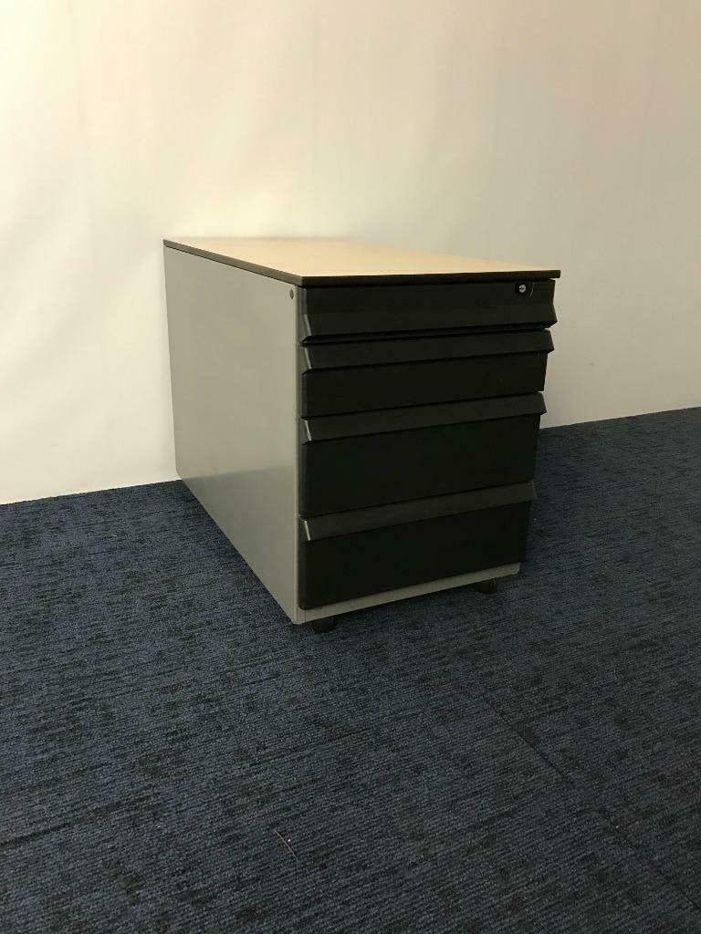 Ladeblok Ahrend, aluminium/zwart, pennenlade & 3 lades