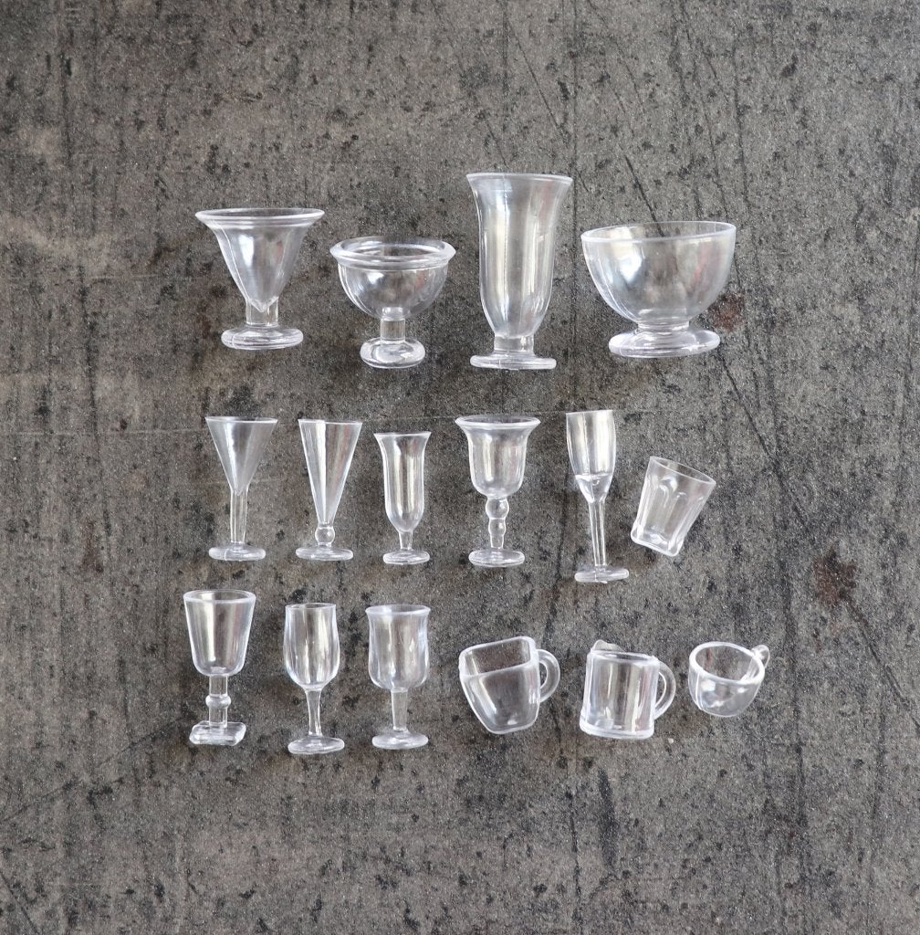 Servies wijnglas schalen thee glazen miniatuur nieuw 1:12, Ophalen of Verzenden, Nieuw, Decoratie